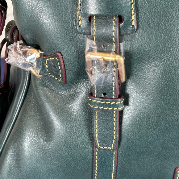 Dooney Bourke Teal Leather Domed Buckle Satchel Handbag New with Tags - Picture 3 of 15